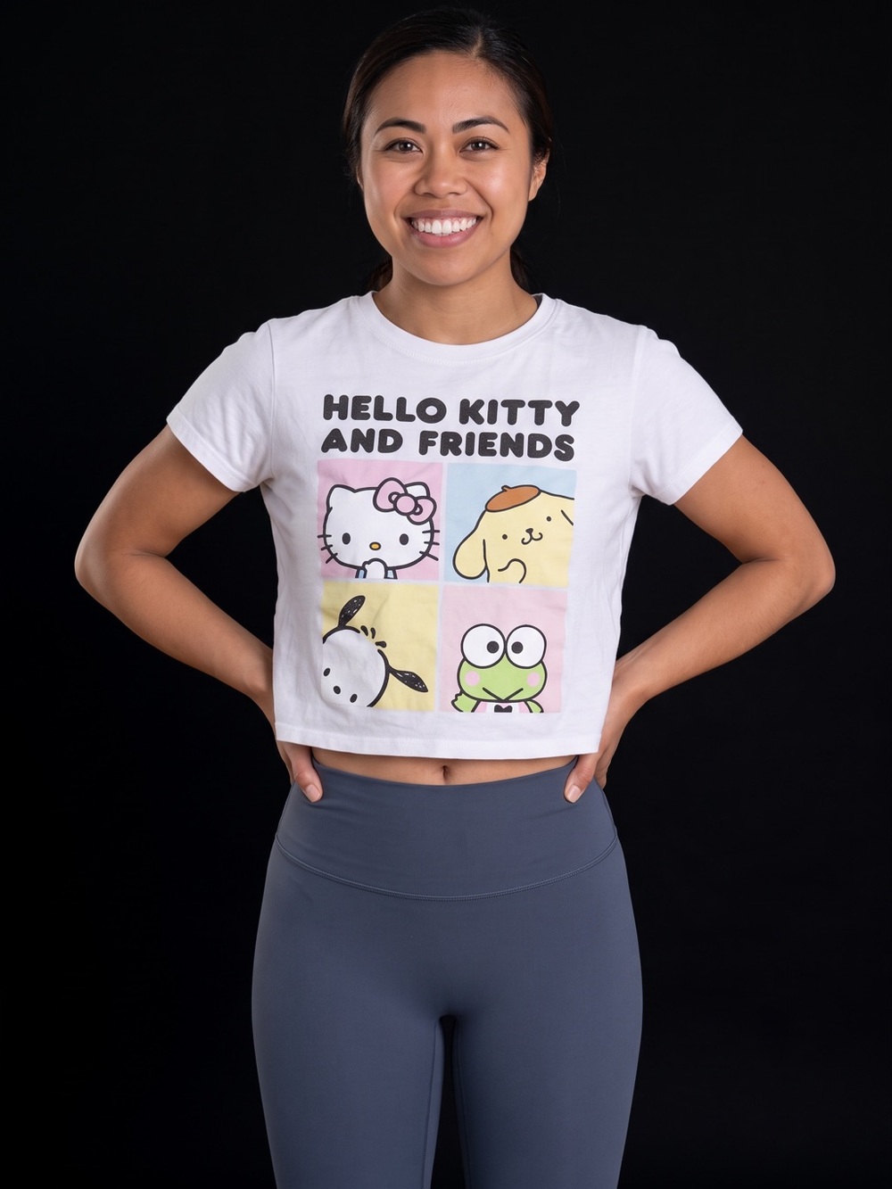 Sanrio Hello Kitty & Friends Graphic Cropped T-Shirt White Size XL Bioworld